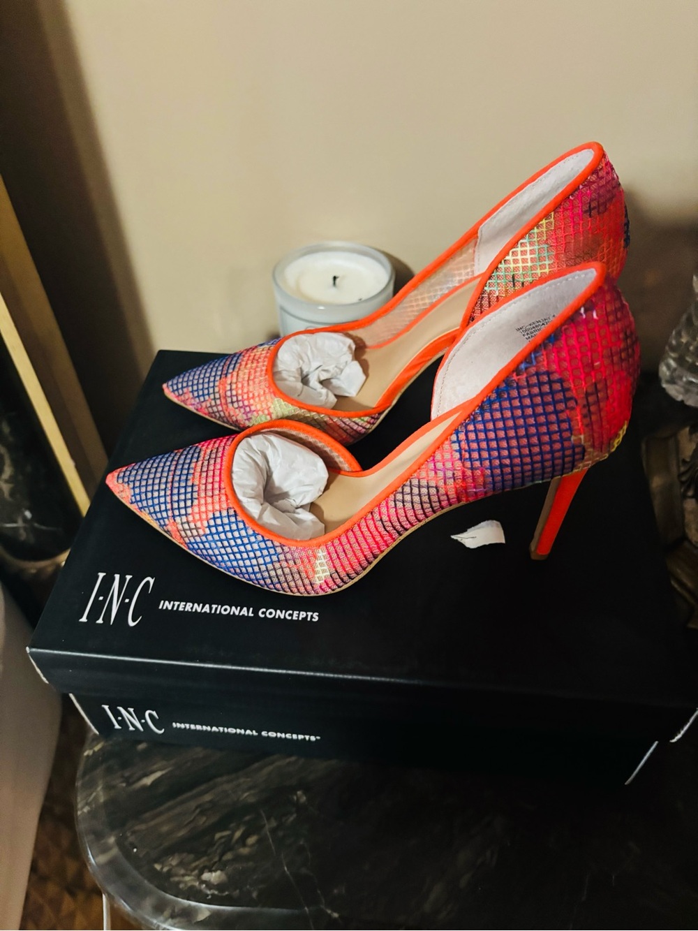 NWT - INC International Concepts Orange Multi Pointed-Toe Pumps - size 6.5 - Picture 6 of 6